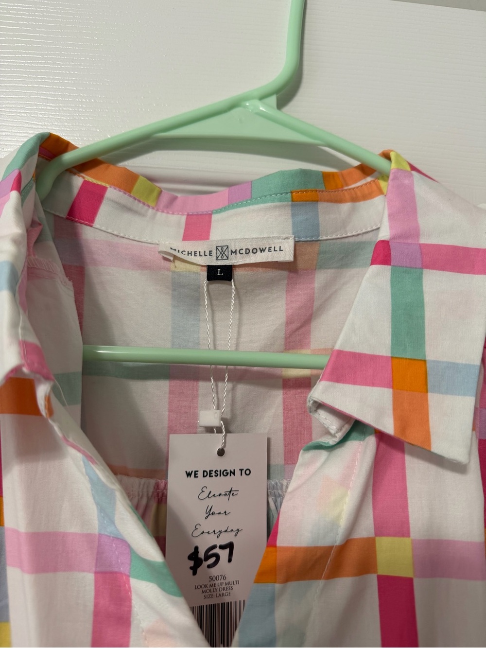 Dress - White with Pink, Orange & Teal - Picture 2 of 2